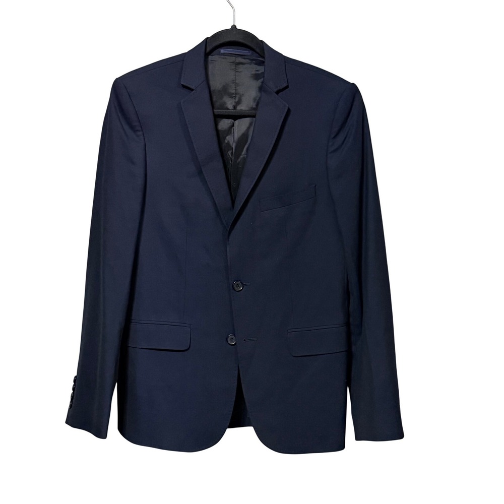 Zara Man Basic Mens Navy Blue Two Button Tailored Blazer Sport Coat Size 36